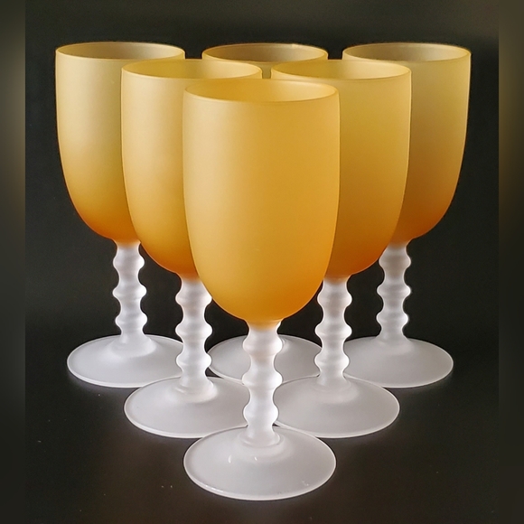 (6) Murano MCM Amber Satin 6" Wine Glasses - Picture 12 of 12